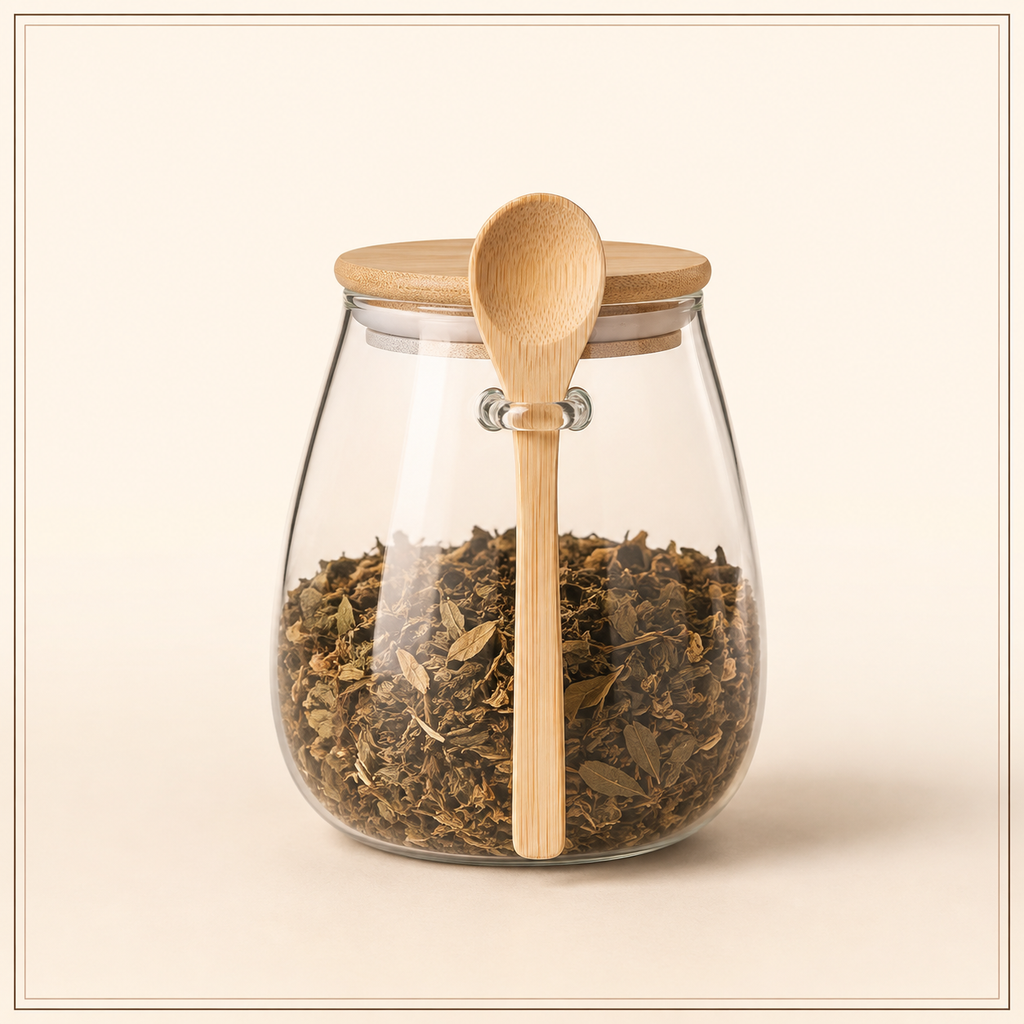 Pote Hermético de Vidro com Tampa de Bambu