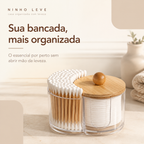 Organizador para Cotonetes com Tampa de Bambu