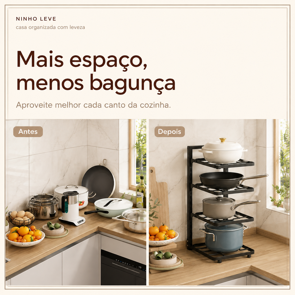 Organizador Ajustável para Panelas e Utensílios