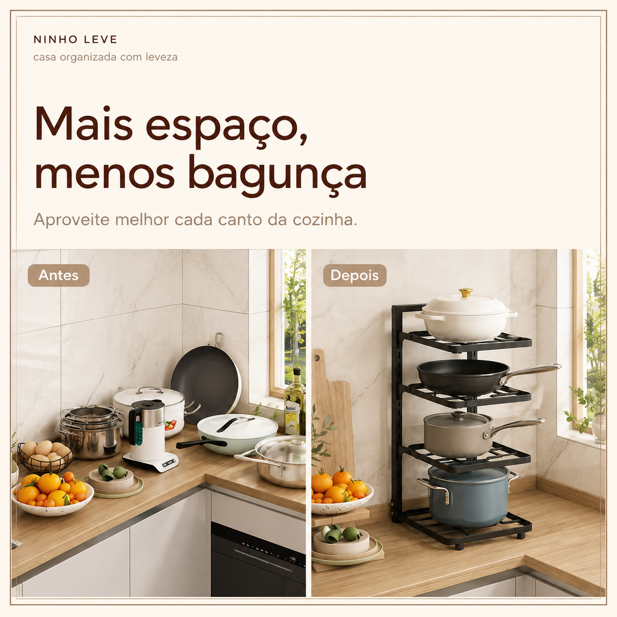 Organizador Ajustável para Panelas e Utensílios