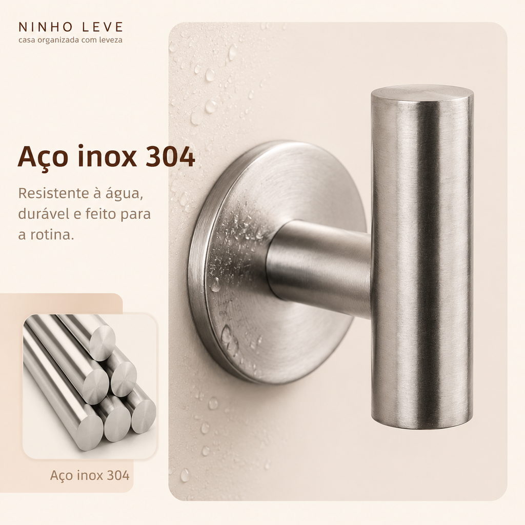 Gancho Adesivo de Parede em Aço Inoxidável 304