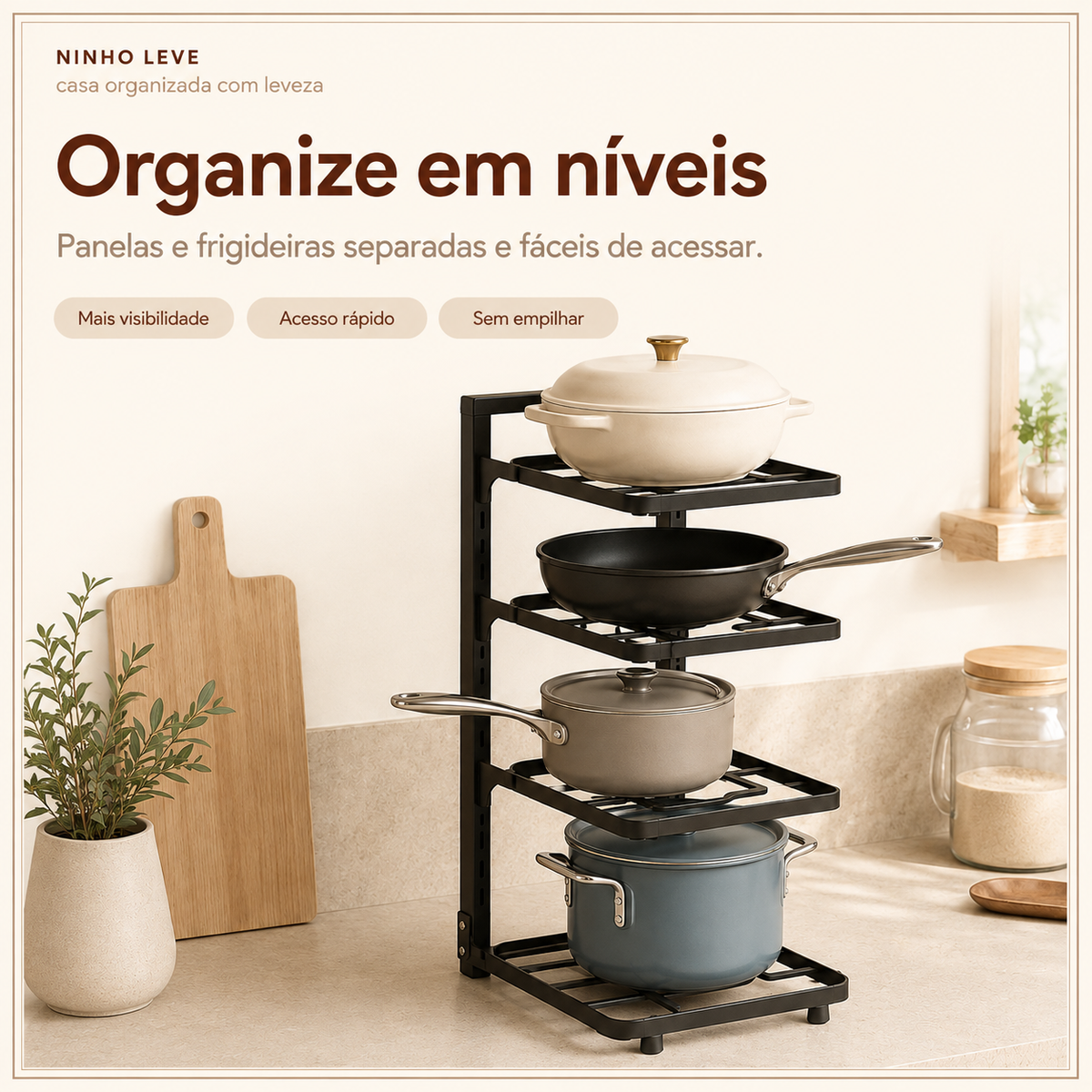Organizador Ajustável para Panelas e Utensílios