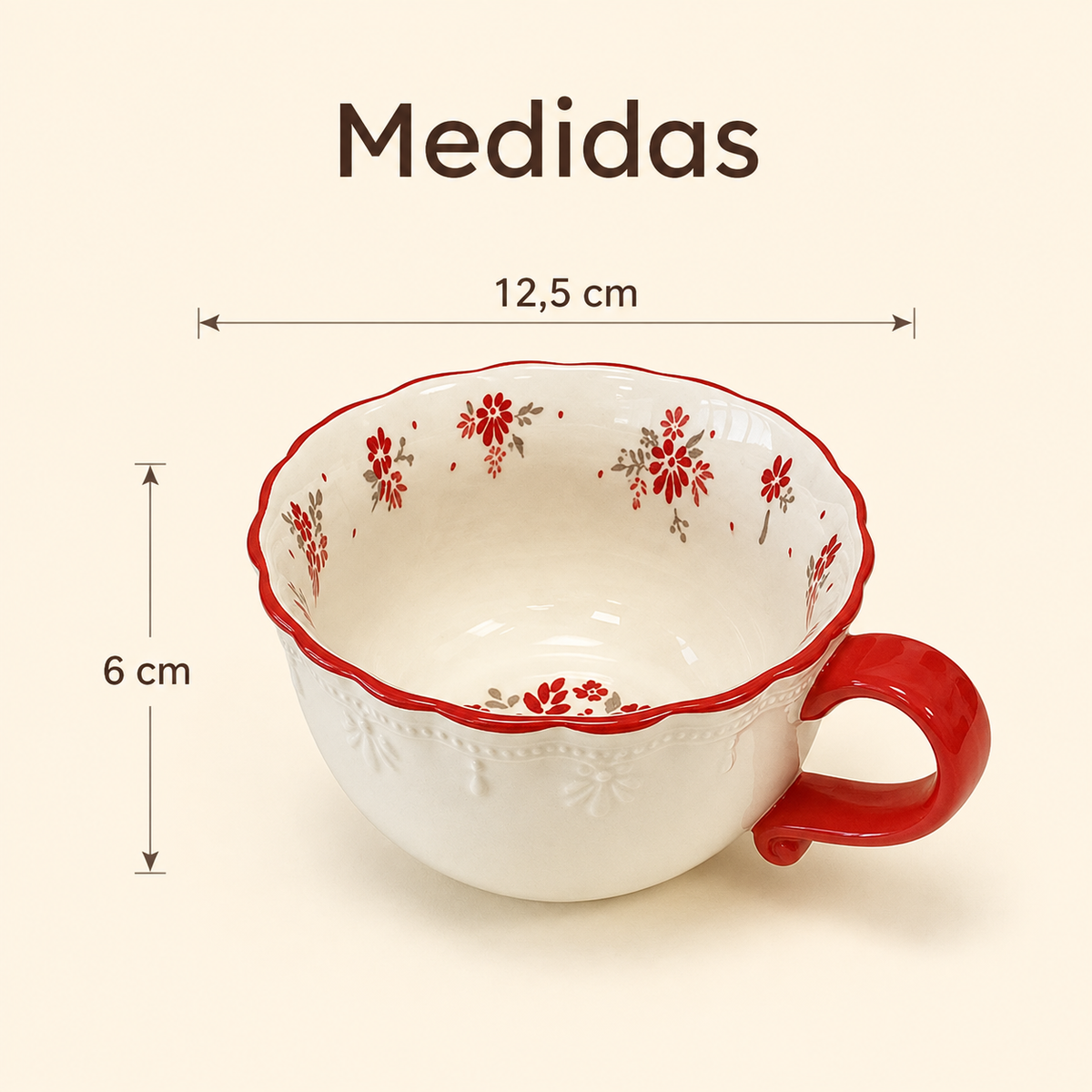 Xícara de Café em Cerâmica Floral Vintage