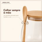 Pote Hermético de Vidro com Tampa de Bambu