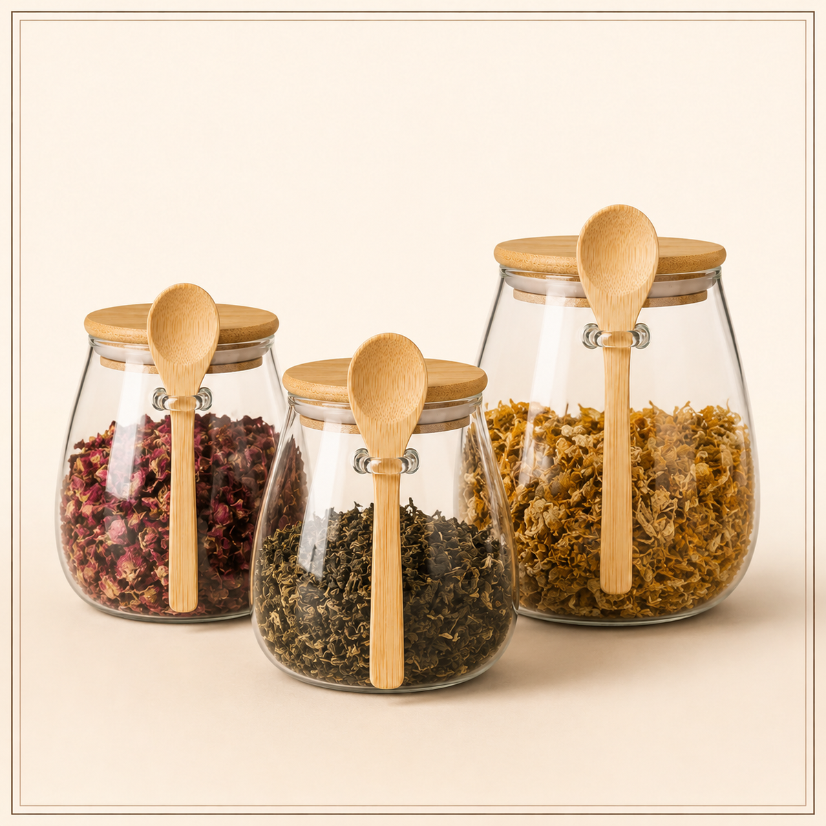 Pote Hermético de Vidro com Tampa de Bambu