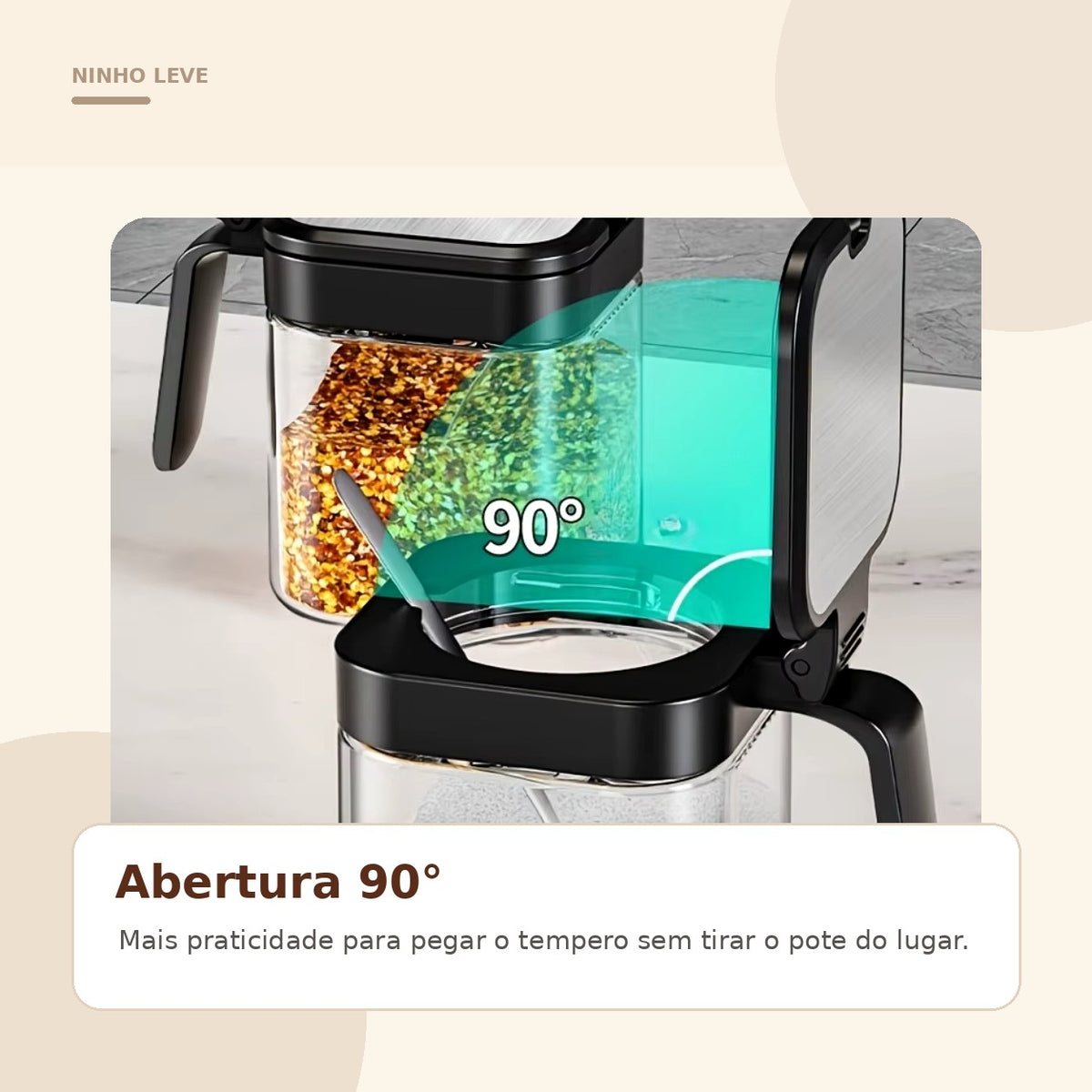 Kit Porta Temperos com Colheres – 3 Peças