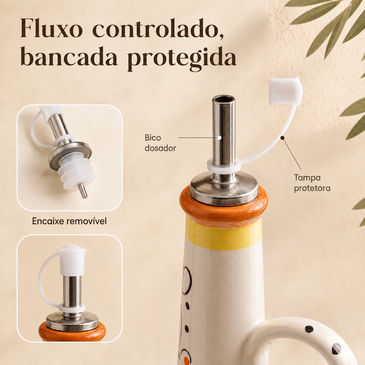 Galheteiro em Cerâmica para Azeite e Vinagre – 500ml