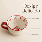Xícara de Café em Cerâmica Floral Vintage