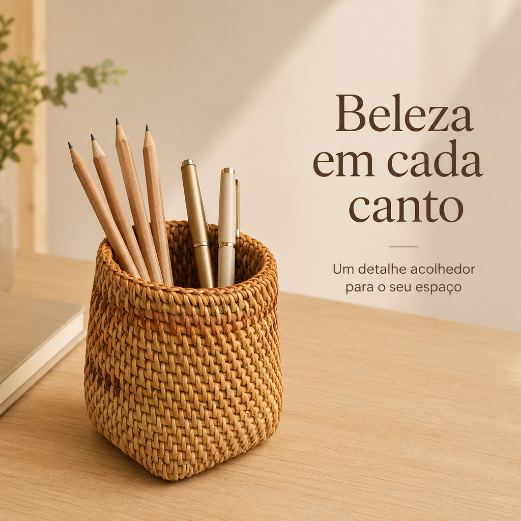 Organizador de Rattan para Utensílios
