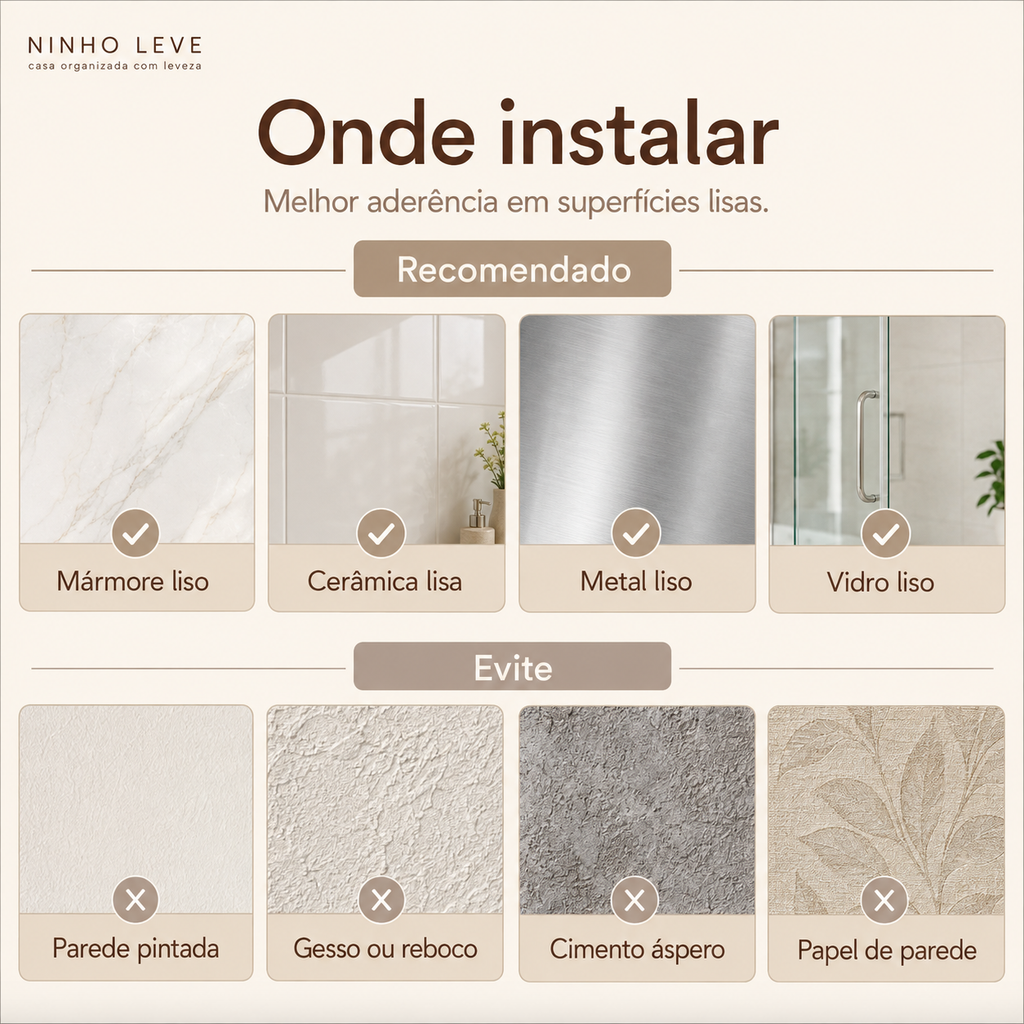 Gancho Adesivo de Parede em Aço Inoxidável 304