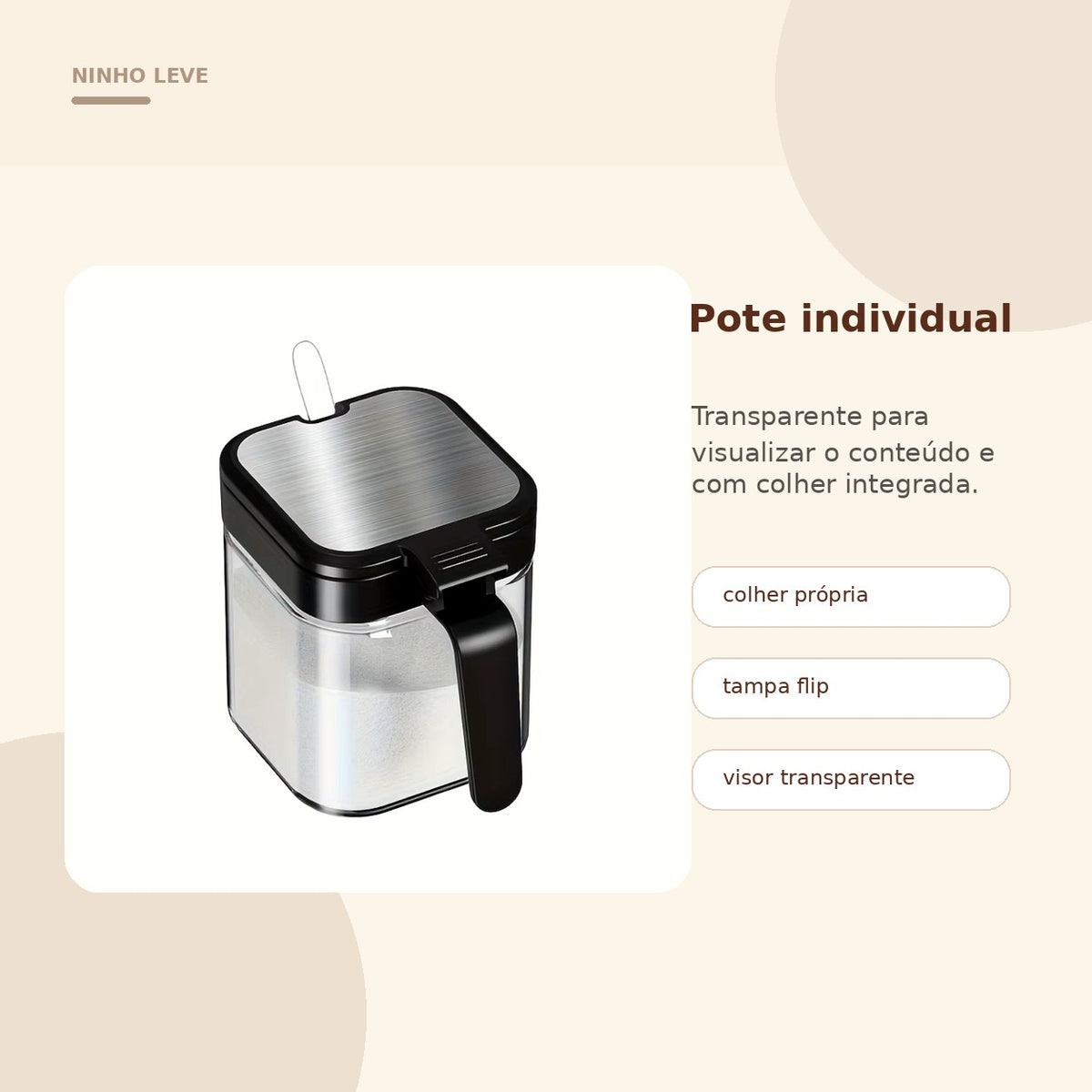 Kit Porta Temperos com Colheres – 3 Peças