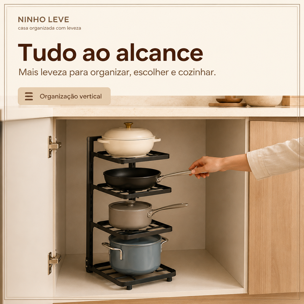 Organizador Ajustável para Panelas e Utensílios