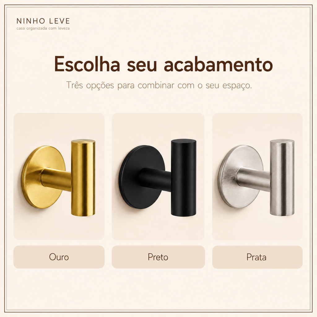 Gancho Adesivo de Parede em Aço Inoxidável 304