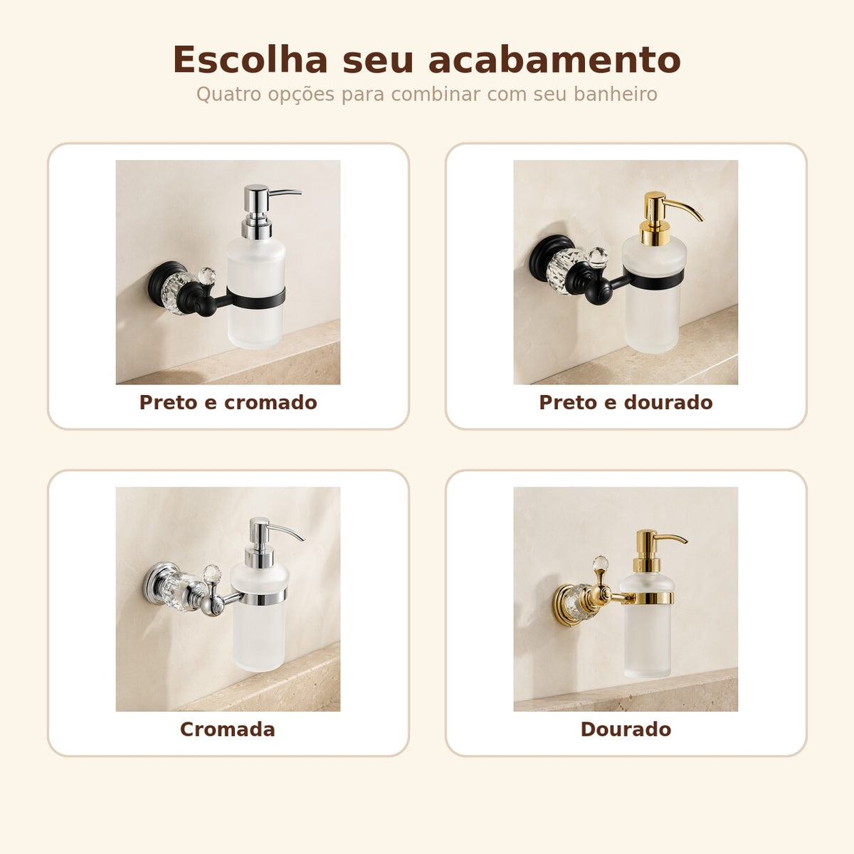 Dispensador de Sabão Líquido de Parede em Vidro Fosco