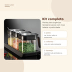 Kit Porta Temperos com Colheres – 3 Peças