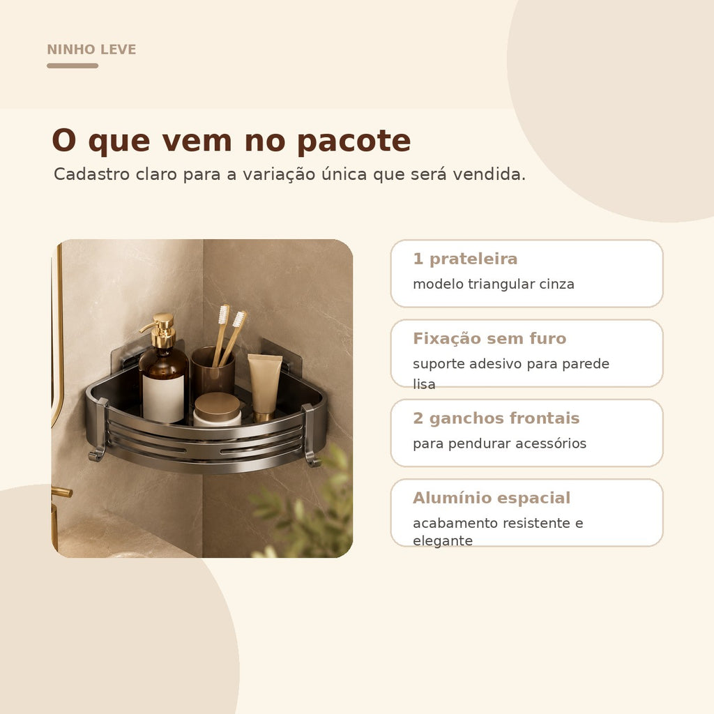 Prateleira de Canto para Banheiro em Alumínio